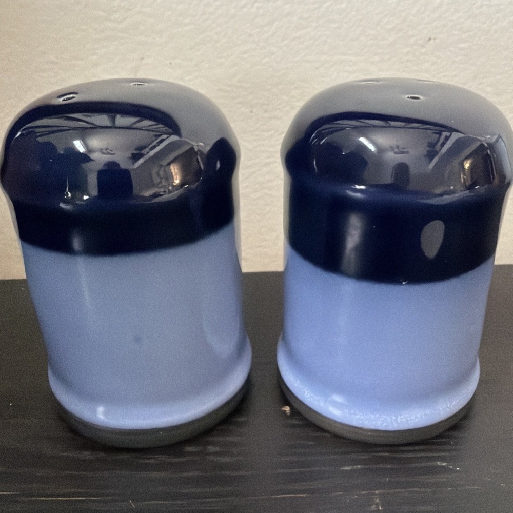 Sango Nova Blue Salt & Pepper Shakers 3.75" Tall X 2.5 Wide Small